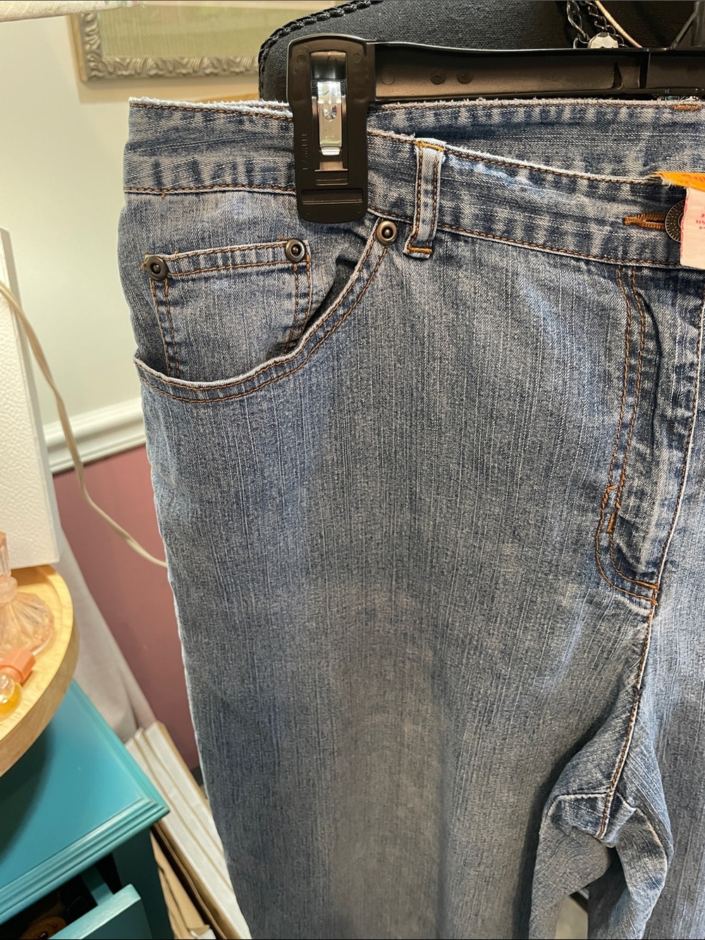 Ruby Rd. Light Blue Cropped Embroidered Hem Jeans - Picture 4 of 10